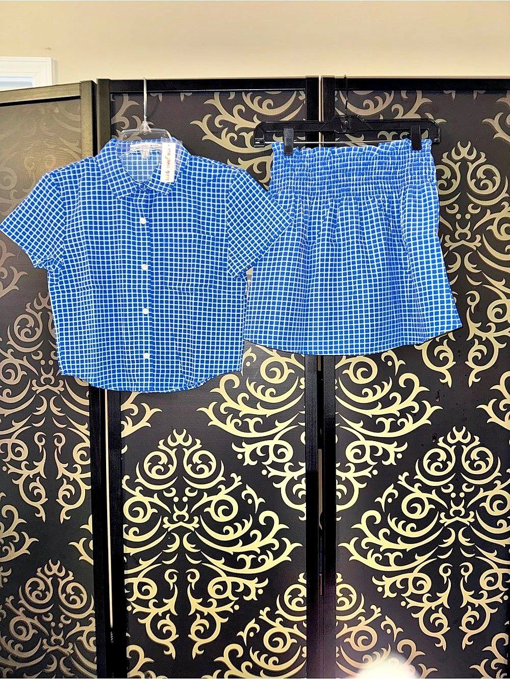Me Jane Girls Checkered Matching Set in Blue & White Size 14/16